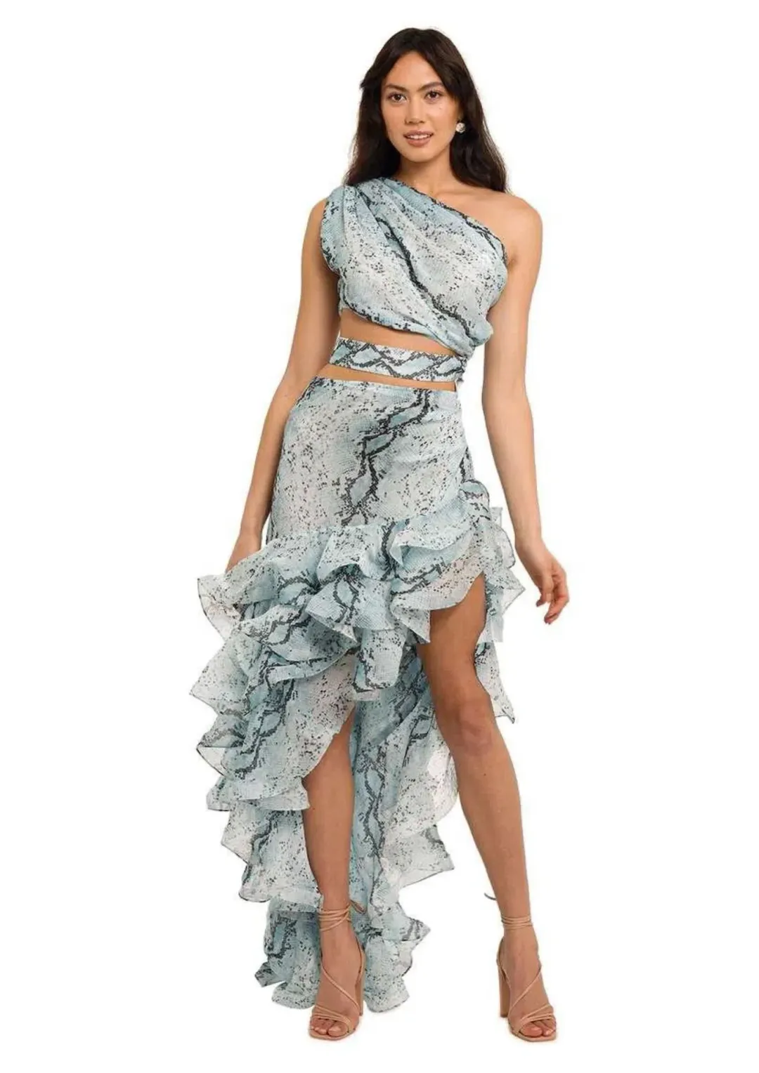 Bronx and Banco Savanna Sky Gown Blue Print Size 12 for rent on The Volte - main image