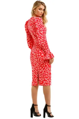 By Johnny Strawberry Leopard Tulip Midi Dress Print Size 6 for rent on The Volte - image 2