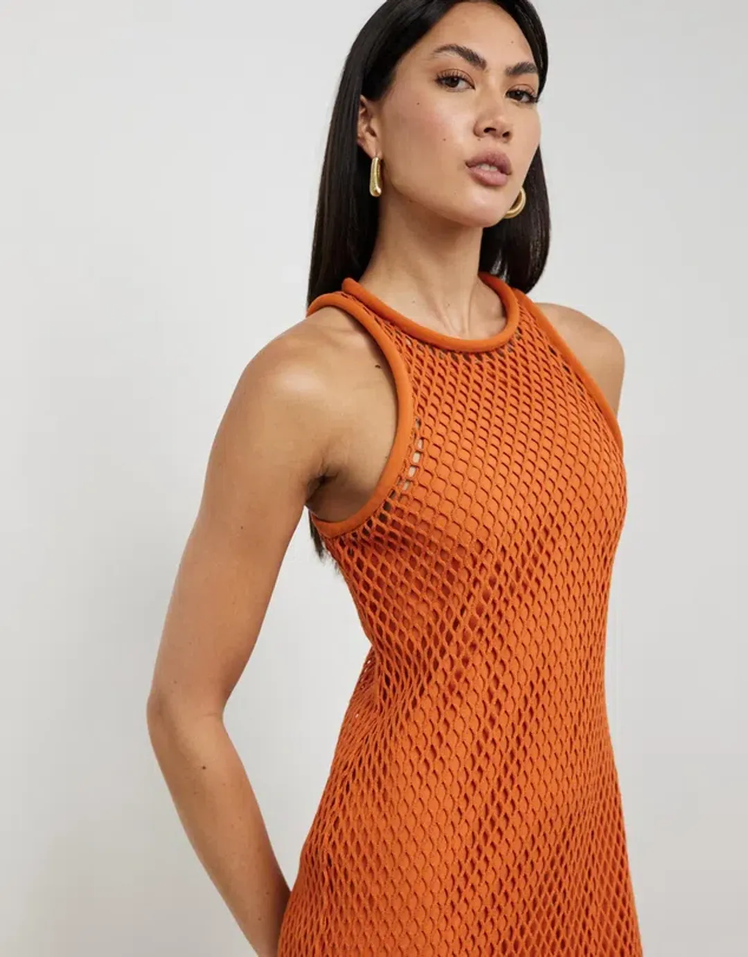 Camilla and Marc Rosalind Textured Midi Dress Orange Size 8 for rent on The Volte - main image