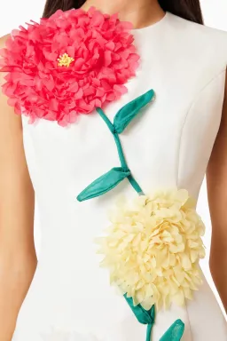 Elliat - Buttercup Embroidered Mini Dress in Ivory - Size M (10) for rent on The Volte - image 2