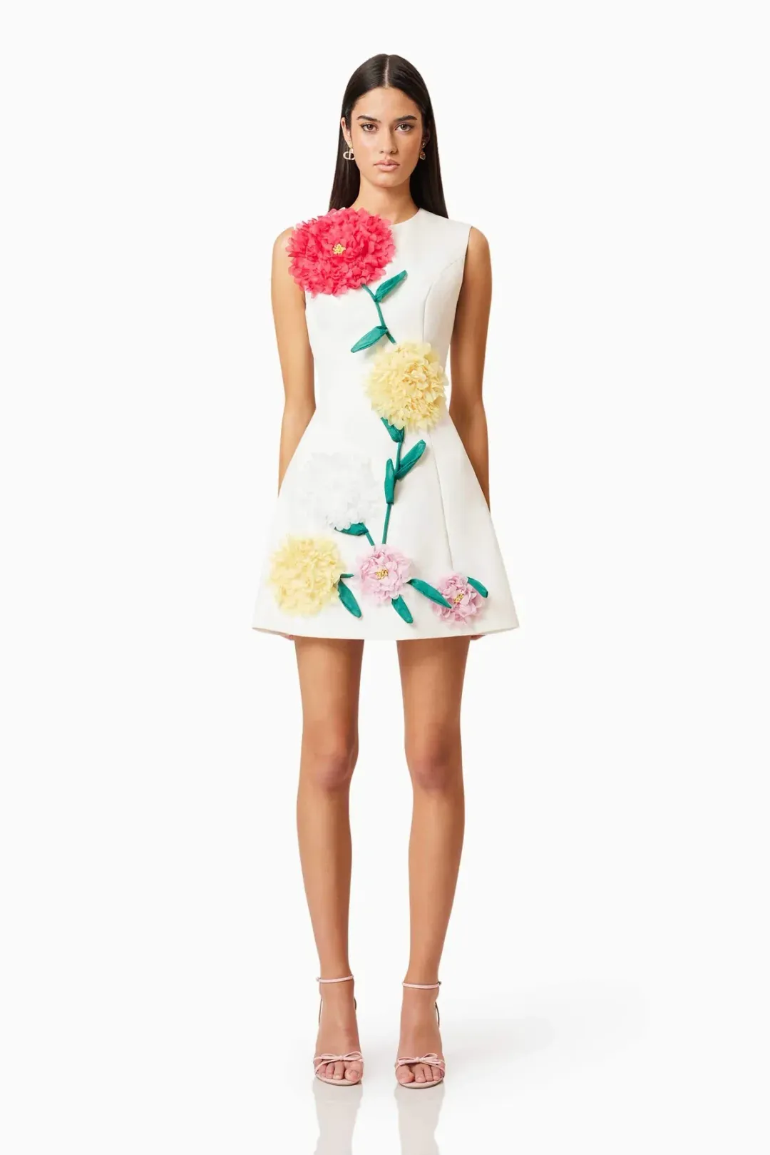 Elliat - Buttercup Embroidered Mini Dress in Ivory - Size M (10) for rent on The Volte - main image