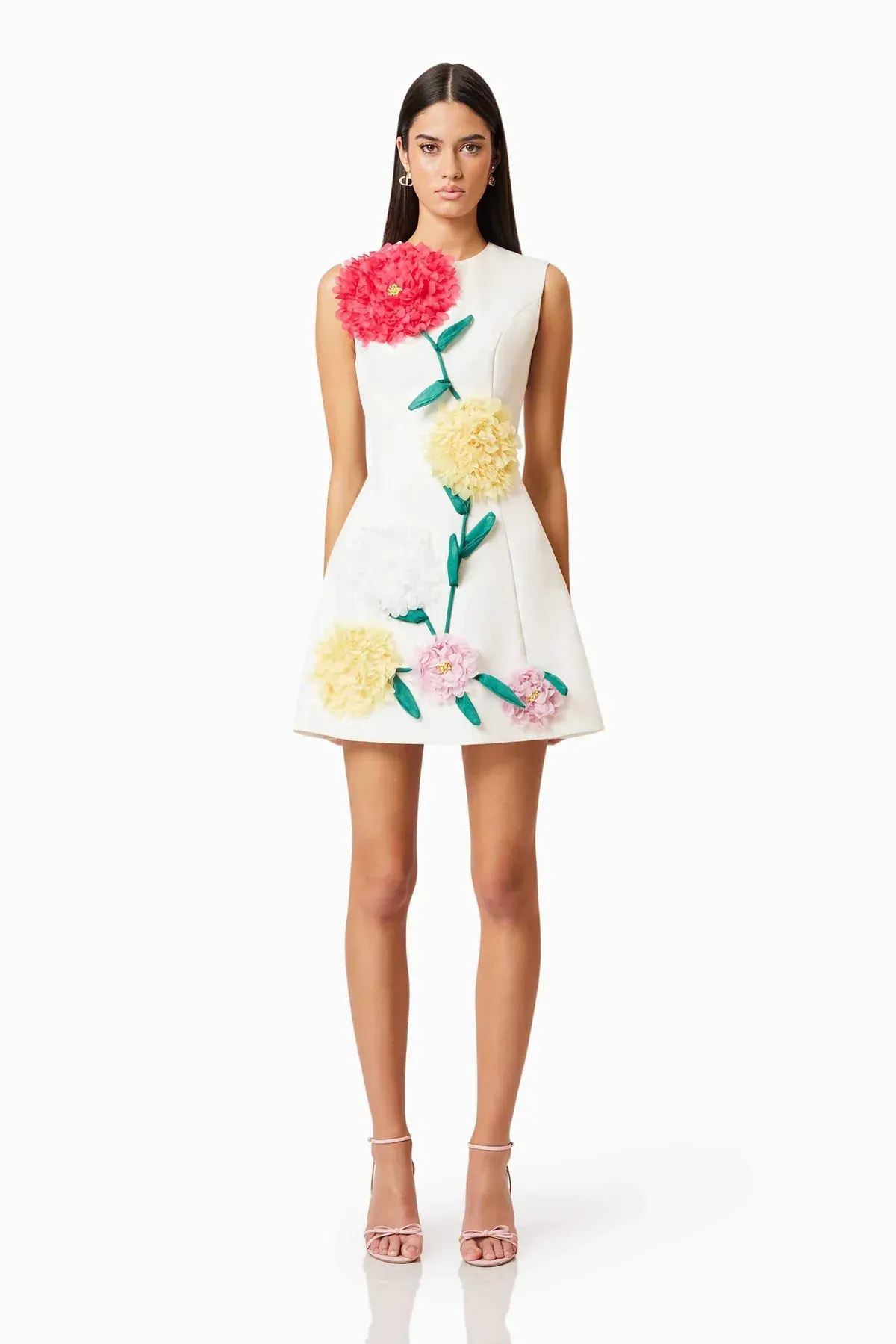 Elliat - Buttercup Embroidered Mini Dress in Ivory - Size M (10) for rent on The Volte - main image
