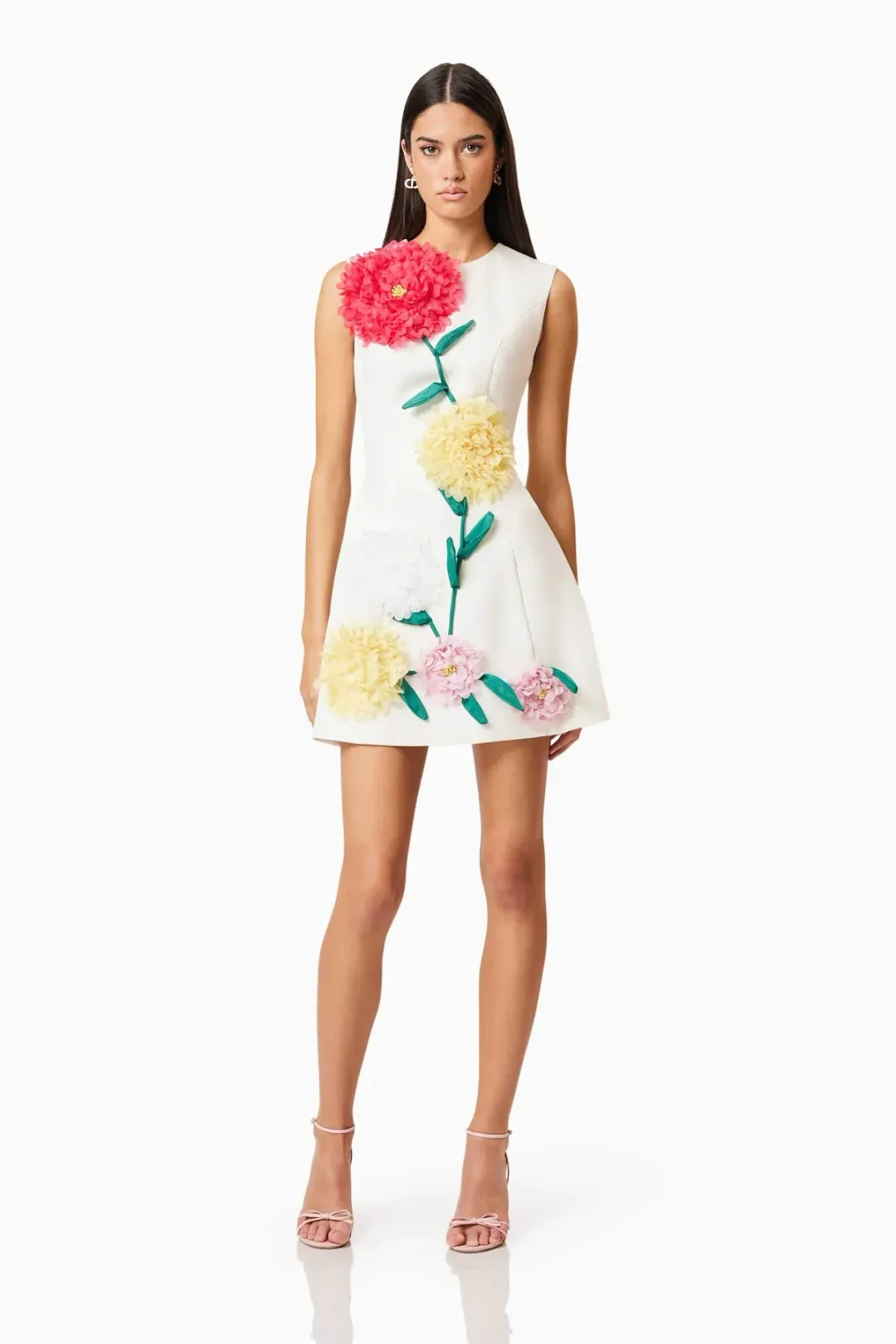 Elliat - Buttercup Embroidered Mini Dress in Ivory - Size M (10) for rent on The Volte - main image
