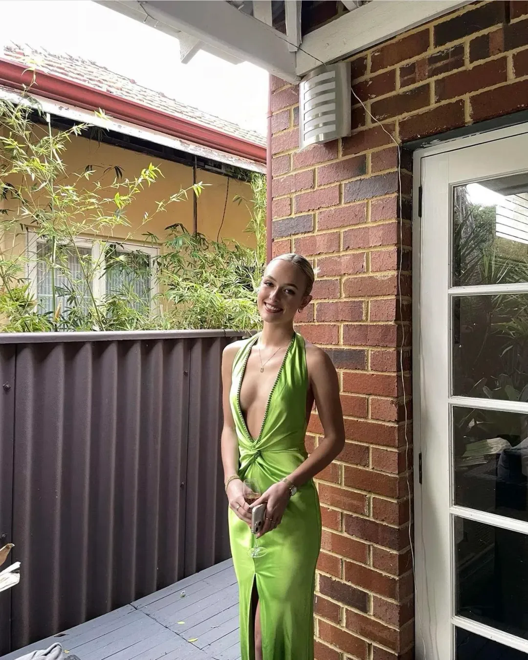 Khanums X Revolve Pear Halter Gown Green Size XS/Au 6 for rent on The Volte - main image