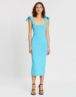 By Johnny Tie Up Knit Midi Dress Blue Size 10 for rent on The Volte - image 1