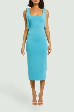 By Johnny Tie Up Knit Midi Dress Blue Size 10 for rent on The Volte - image 2