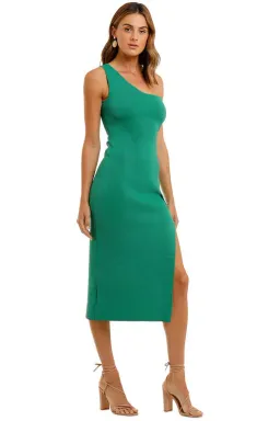 By Johnny Asymmetric Knit Midi Dress Green Size 12 for rent on The Volte - image 1
