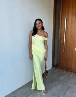 Bianca Spender Leonora Satin Crepe Dress Lemon Size 1 / Au 8 for rent on The Volte - image 1