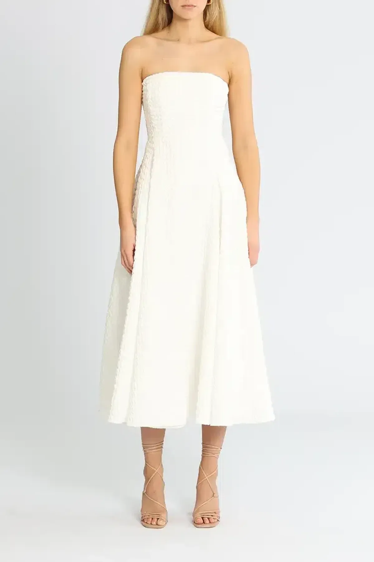 By Johnny Carrie Strapless Dress in White Size 14 for rent on The Volte - main image