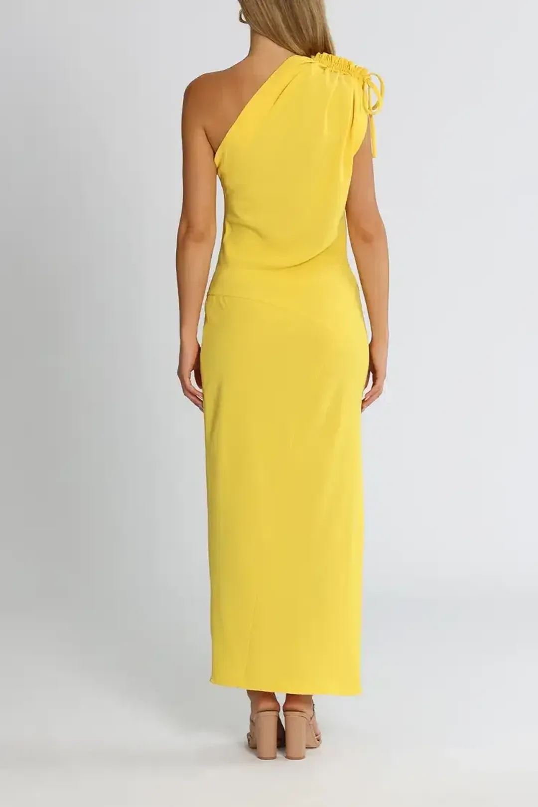 By Johnny Jasmine One Shoulder Dress in Yellow Size 8 for rent on The Volte - main image