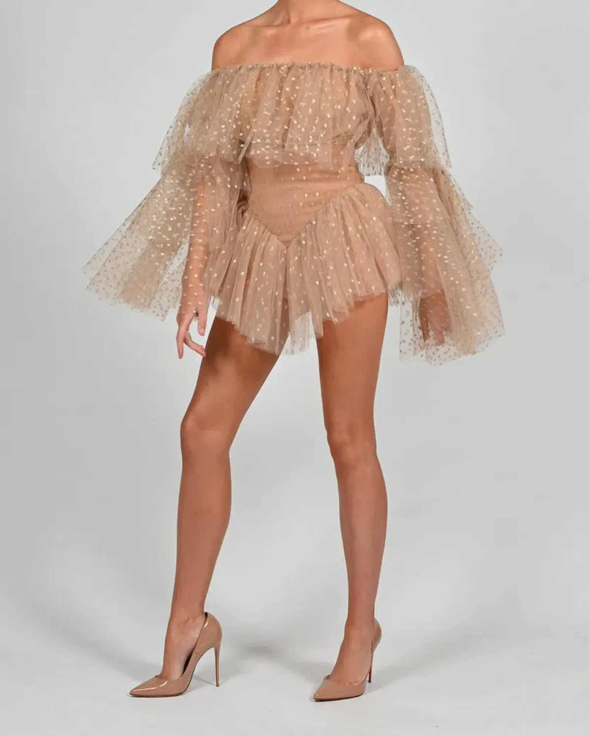 The Dolls House Madonna Shorts in Gold Polka Print Size XS / Au 4 for rent on The Volte - main image