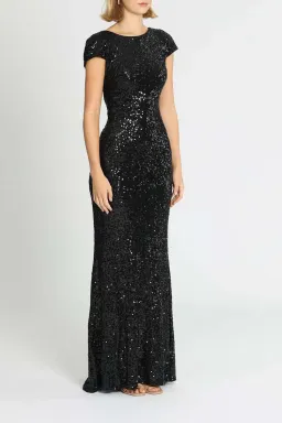 Badgley Mischka Sequin Cowl Back Gown Black Size 12 for rent on The Volte - image 2