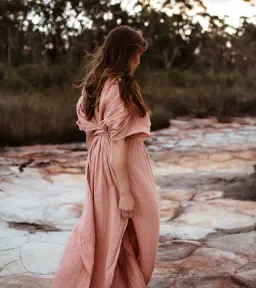 Chic Le Frique Ophelia Maxi Dress Salmon Pink One Size for rent on The Volte - image 9