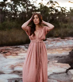 Chic Le Frique Ophelia Maxi Dress Salmon Pink One Size for rent on The Volte - image 10