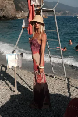 With Harper Lu Slip Maxi Dress in Mesh Fuchsia Bloom Size 8  for rent on The Volte - image 4