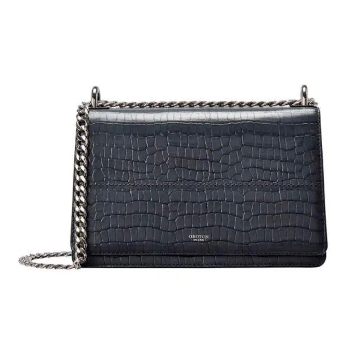 Oroton Forte Texture Slim Clutch in Charcoal  for rent on The Volte - main image
