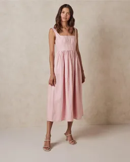 AERE Corset Midi Dress Pink Size 10 for rent on The Volte - image 2