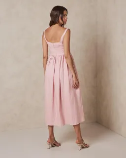 AERE Corset Midi Dress Pink Size 10 for rent on The Volte - image 4