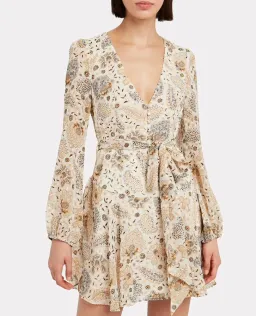 Shona Joy Miller Floral Crepe Mini Dress Ivory/Floral Size 12 for rent on The Volte - image 2