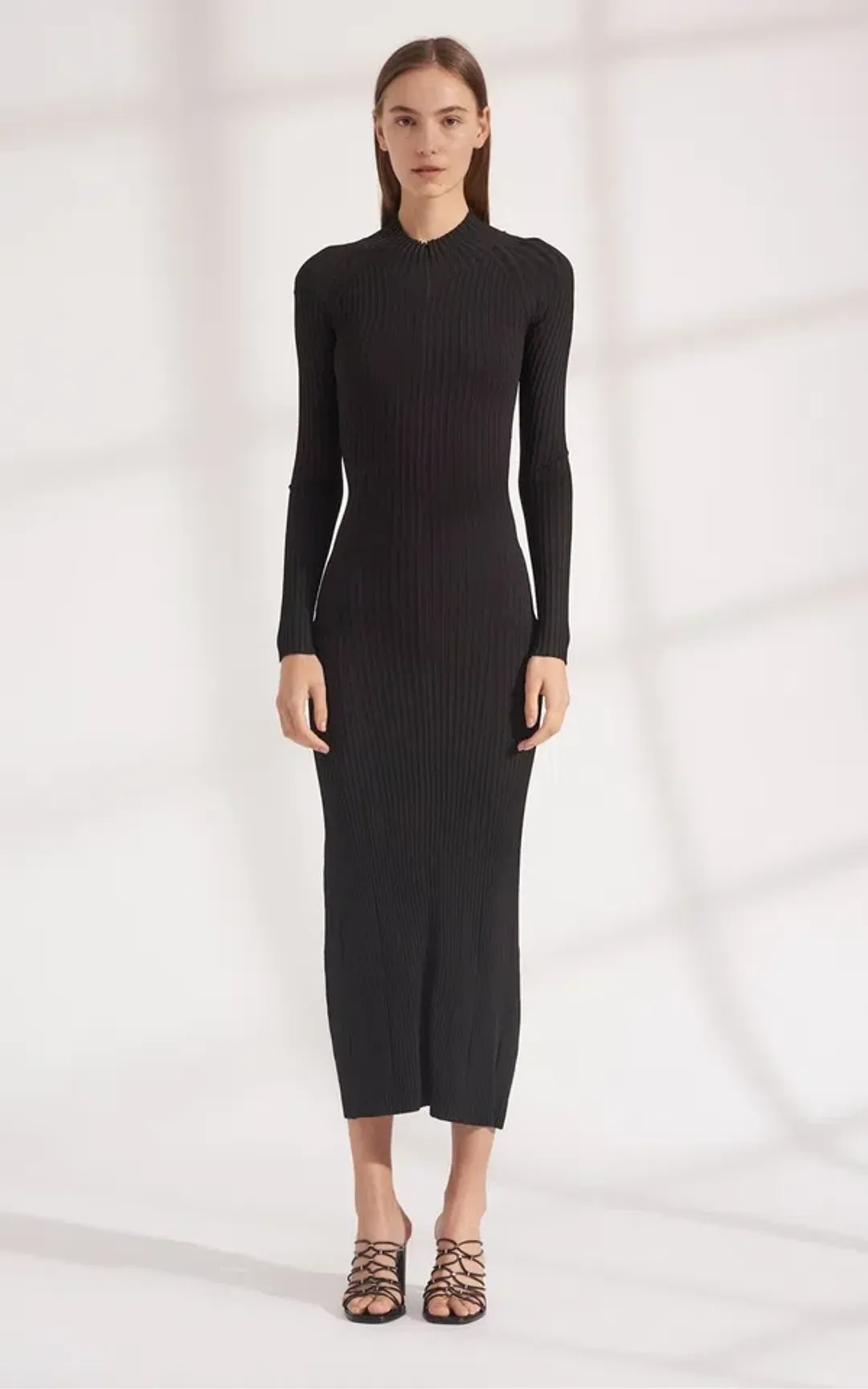 Dion Lee Stripe Rib Twist Reversible Midi Dress in Black Size 8  for rent on The Volte - main image