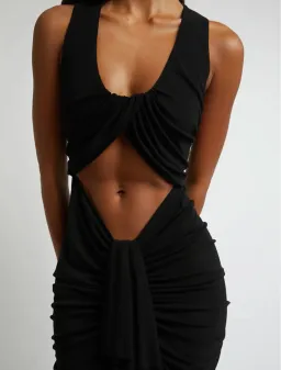 Christopher Esber Black Draped Maxi Size 8 for rent on The Volte - image 2