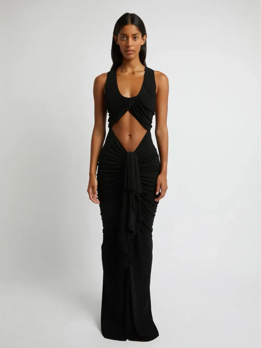 Christopher Esber Black Draped Maxi Size 8 for rent on The Volte - main image