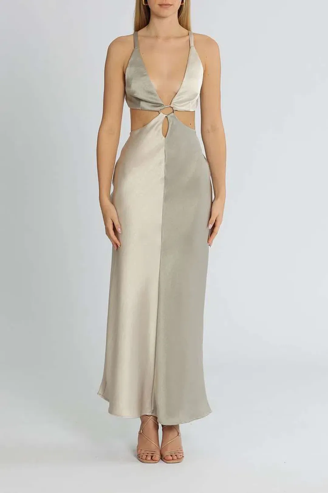 Bec & Bridge Felix Maxi Dress Two Tone Grey Size 10 for rent on The Volte - main image