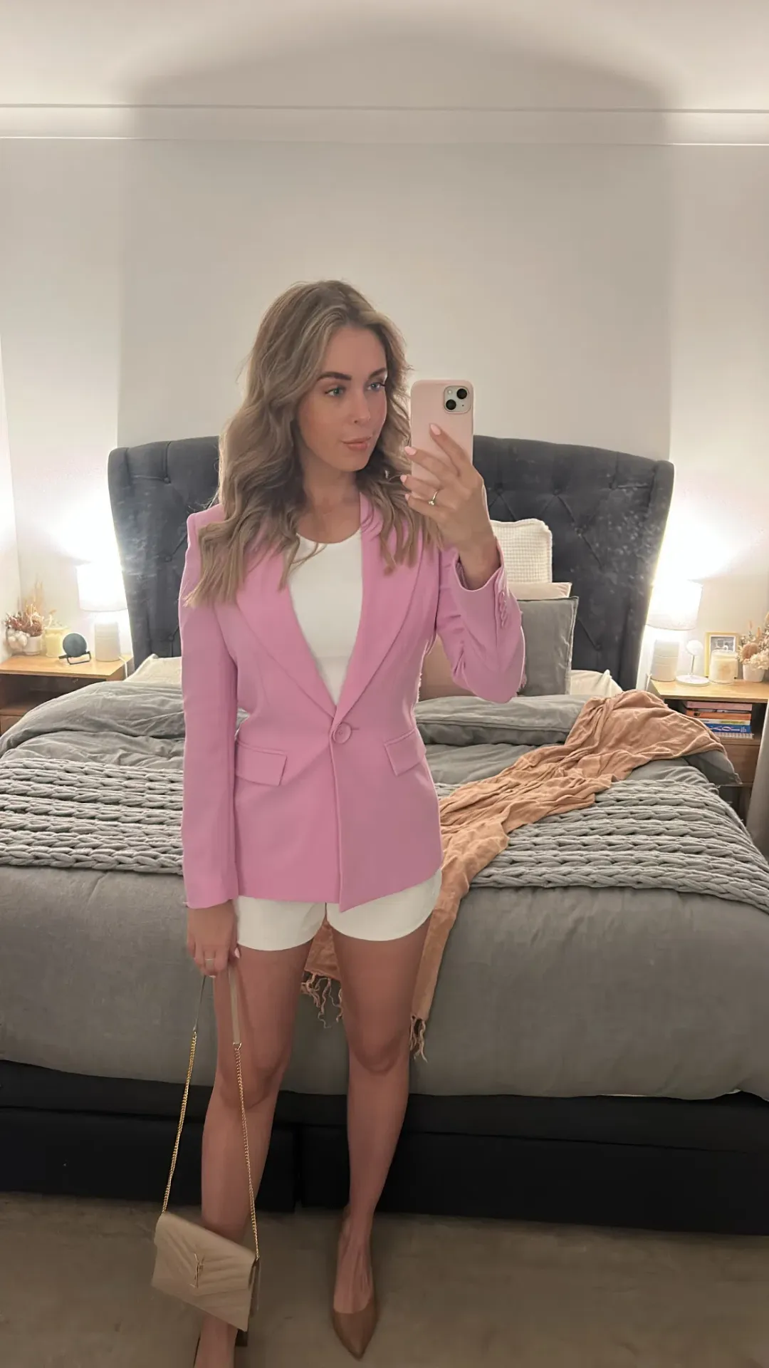 Veronika Maine Double Weave Two-Piece Suit Baby Pink Size 8 for rent on The Volte - main image