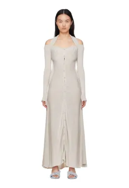 Jacquemus Lagoa Cold-Shoulder Knitted Halterneck Dress Grey Size 8 for rent on The Volte - image 1