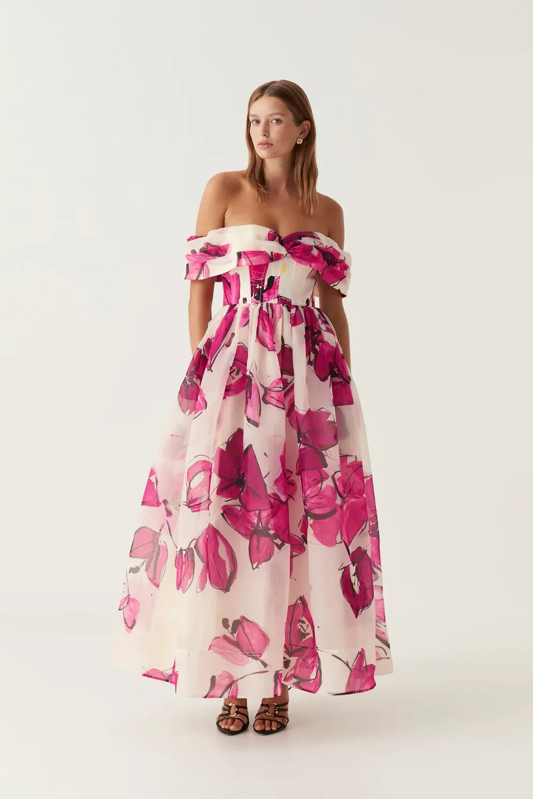 Aje Cordelia Corseted Maxi Dress Falling Florals Size 14 for rent on The Volte - main image