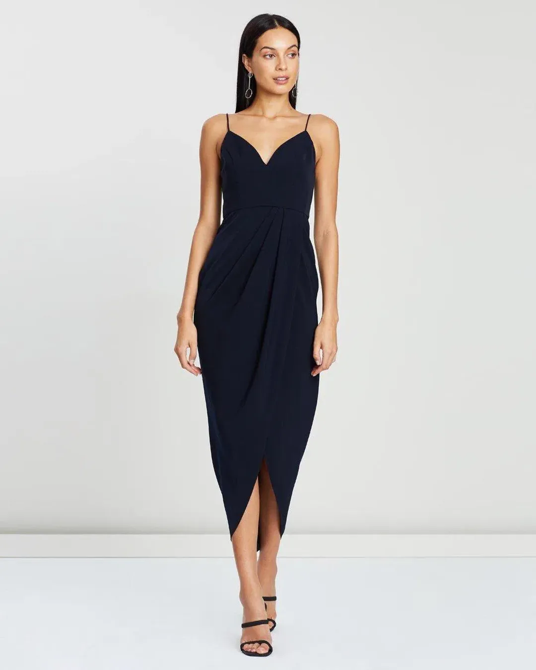Shona Joy Cocktail Draped Maxi Dress Navy Size 10 for rent on The Volte - main image