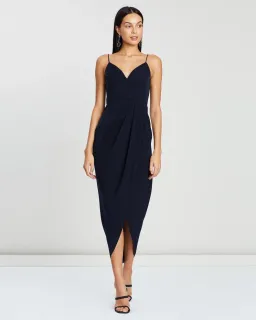 Shona Joy Cocktail Draped Maxi Dress Navy Size 10 for rent on The Volte - image 1