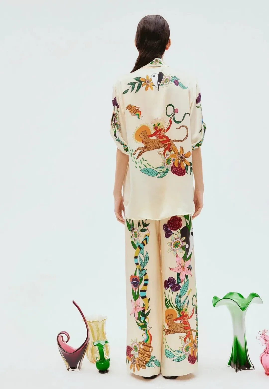 Alemais Meagan Silk Pant Size 10 And Oversized Shirt Size 8 Set Print for rent on The Volte - main image