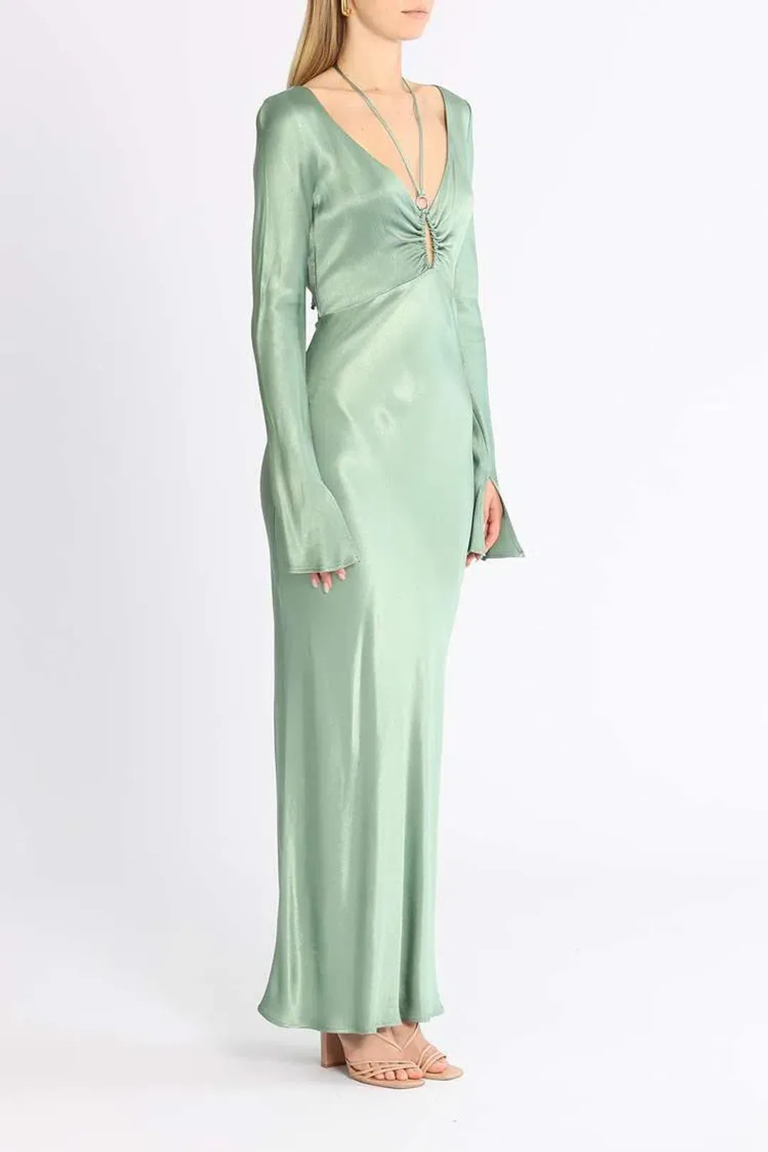 Bec and Bridge Malyka Long Sleeve Maxi Dress Green Size 12 for rent on The Volte - main image