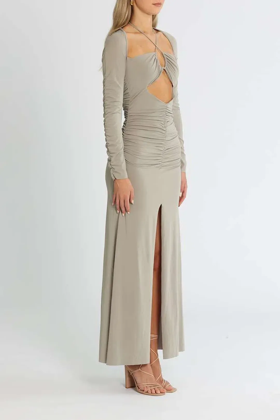 Bec and Bridge Adaline Long Sleeve Maxi Dress Grey Size 12 for rent on The Volte - main image