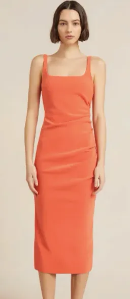 Bec & Bridge Karina Tuck Midi Dress Orange Size 12 for rent on The Volte - image 2
