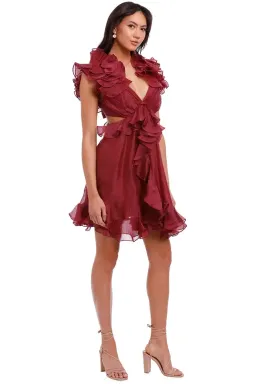 Zimmermann Ladybeetle Ruffle Mini Burgundy Size 10 AU for rent on The Volte - image 2