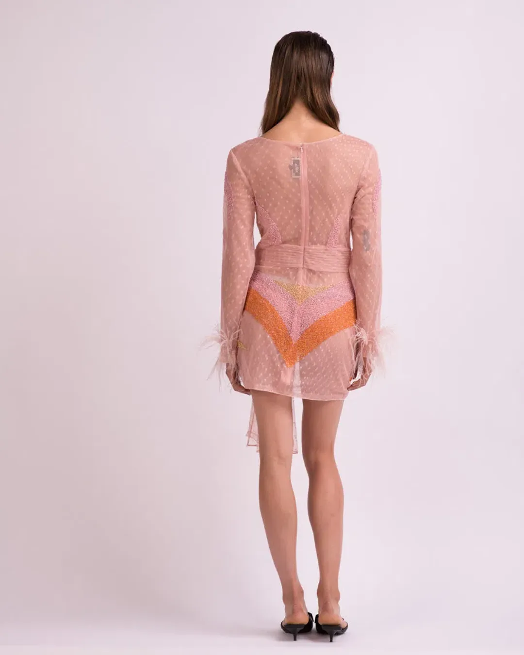 Ronda Wear Camille Embellished Dress Orange Size 10 for rent on The Volte - main image