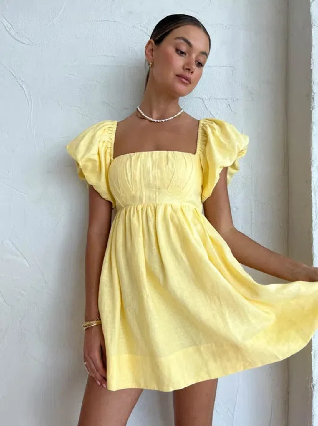 Sovere Relish Mini Dress in Lemon Butter Size 6 for rent on The Volte - main image