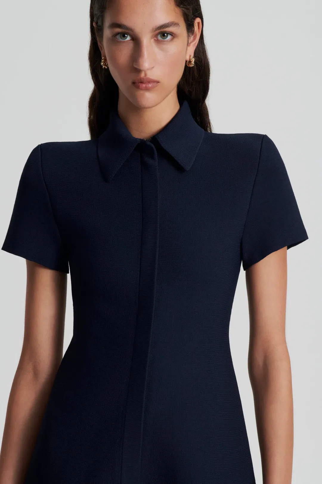 Scanlan Theodore Crepe Knit Mini Dress Navy Size S/Au 8 for rent on The Volte - main image