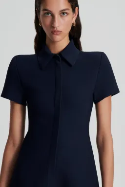 Scanlan Theodore Crepe Knit Mini Dress Navy Size S/Au 8 for rent on The Volte - image 3