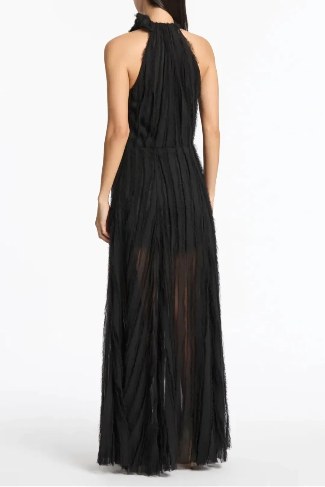 Carla Zampatti Shredded Tulle Halter Gown Black Size 14 for rent on The Volte - main image