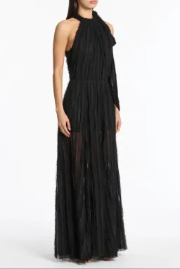 Carla Zampatti Shredded Tulle Halter Gown Black Size 14 for rent on The Volte - image 2