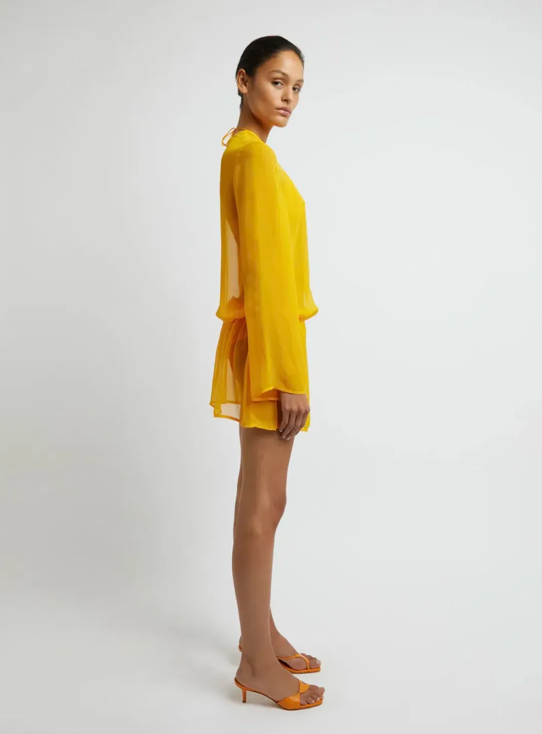 Christopher Esber Silk Springs Side Tie Dress Mango Yellow Size 8 for rent on The Volte - main image