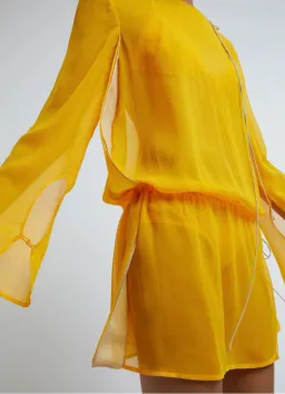Christopher Esber Silk Springs Side Tie Dress Mango Yellow Size 8 for rent on The Volte - image 4