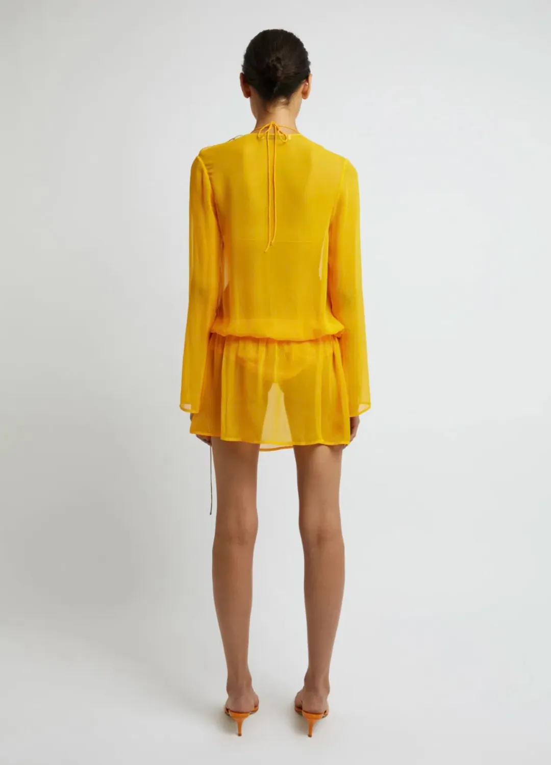 Christopher Esber Silk Springs Side Tie Dress Mango Yellow Size 8 for rent on The Volte - main image