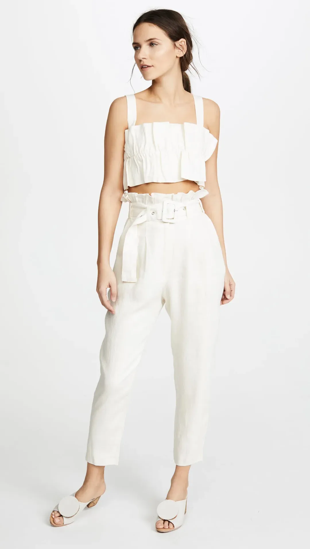 Steele Aster Crop Top and Linen Pants Set Cream Size 6 for rent on The Volte - main image