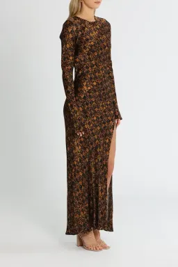 Bec and Bridge Checkmate Long Sleeve Maxi Dress in Brown Print Size 8 for rent on The Volte - image 3