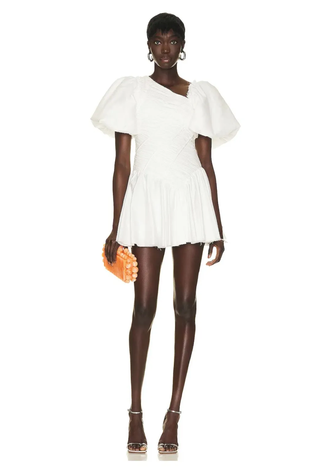 Aje Siren Drawstring Mini Dress Ivory Size 8 for rent on The Volte - main image