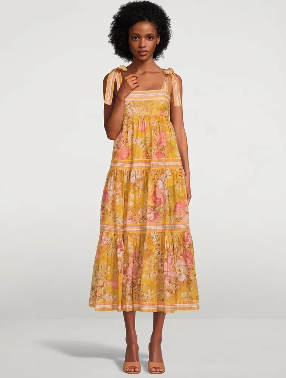 Zimmermann Pattie Shoulder Tie Midi Dress Floral Size 1 / AU 8 for rent on The Volte - main image